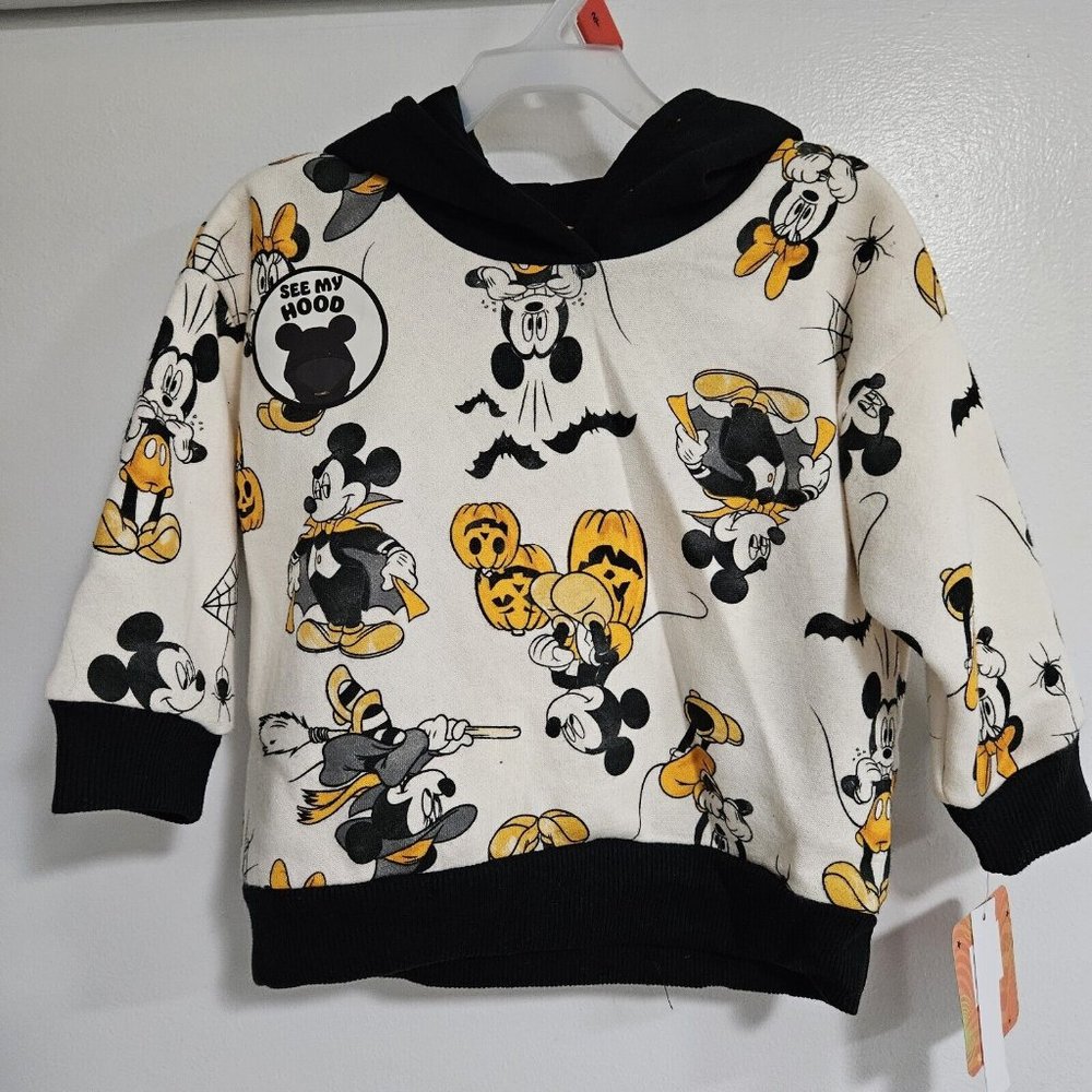 Disney Mickey & Minnie Toddler 2T Halloween Sweatshirt Hoodie with Ears NEW